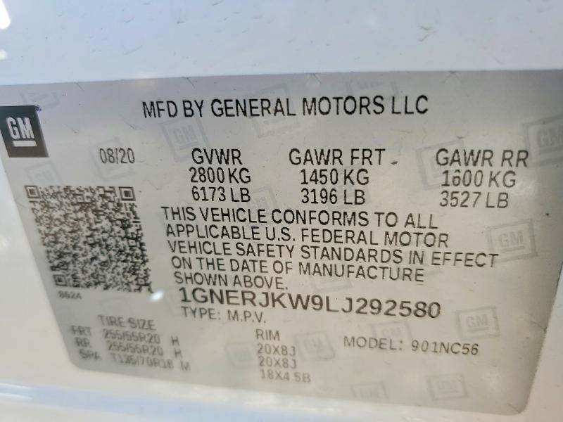 2020 Chevrolet Traverse მანქანა იყიდება აუქციონზე, vin: 1GNERJKW9LJ292580, აუქციონის ნომერი: 58334536