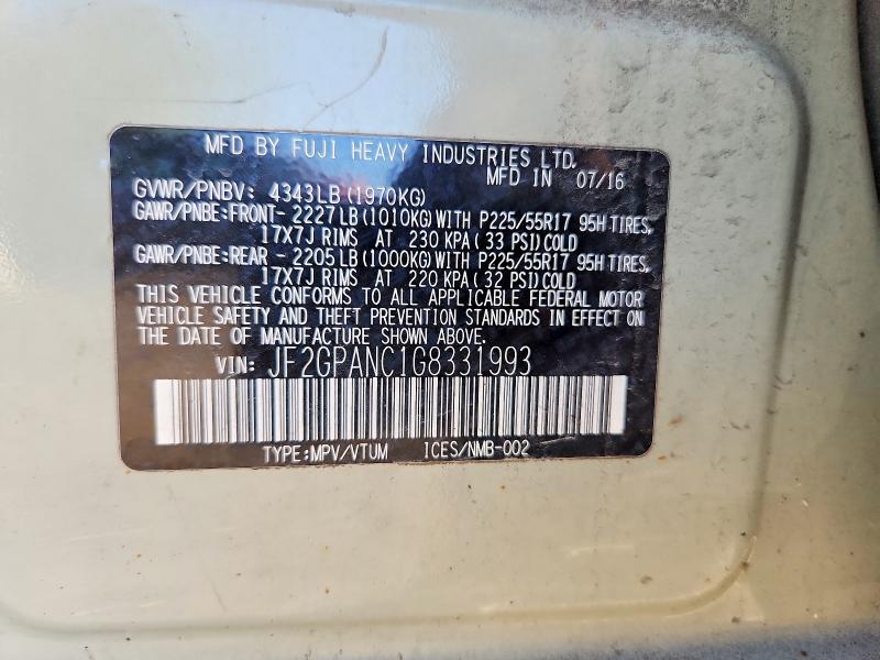 Продаж на аукціоні авто 2016 Subaru Crosstrek, vin: JF2GPANC1G8331993, номер лоту: 55388526