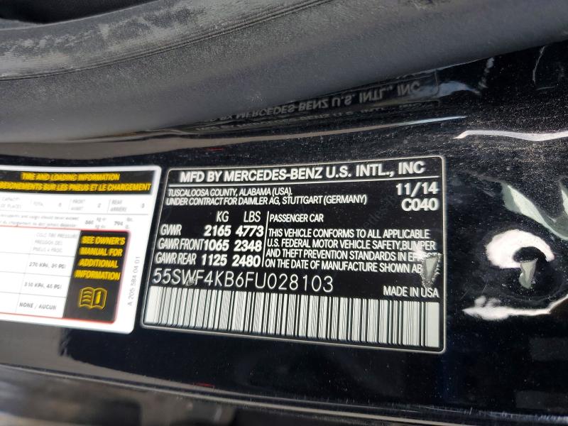 2015 Mercedes-benz C მანქანა იყიდება აუქციონზე, vin: 55SWF4KB6FU028103, აუქციონის ნომერი: 57426306
