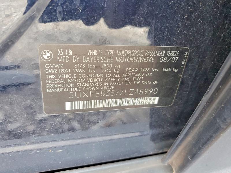 Продажа на аукционе авто 2007 Bmw X5, vin: 5UXFE83577LZ45990, номер лота: 57391756