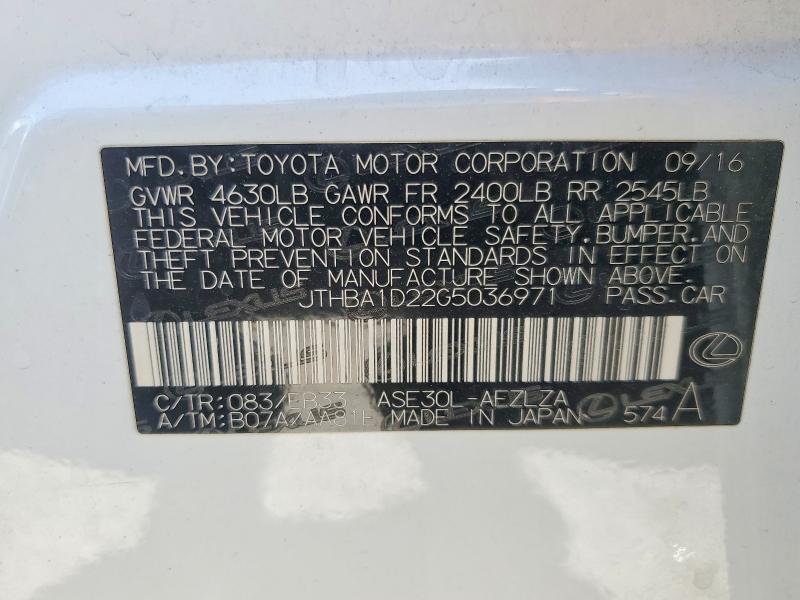 Продажа на аукционе авто 2016 Lexus Is, vin: JTHBA1D22G5036971, номер лота: 55920286