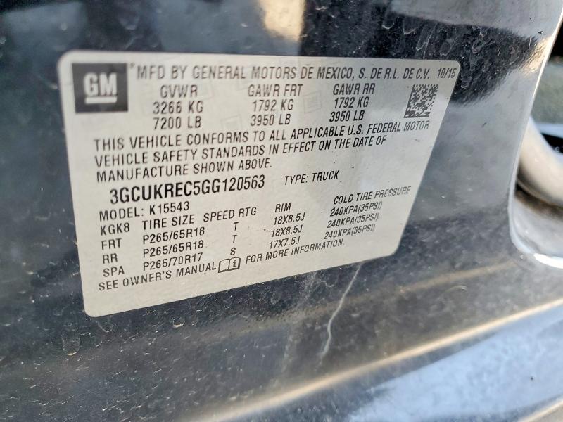 Продаж на аукціоні авто 2016 Chevrolet Silverado, vin: 3GCUKREC5GG120563, номер лоту: 56108626