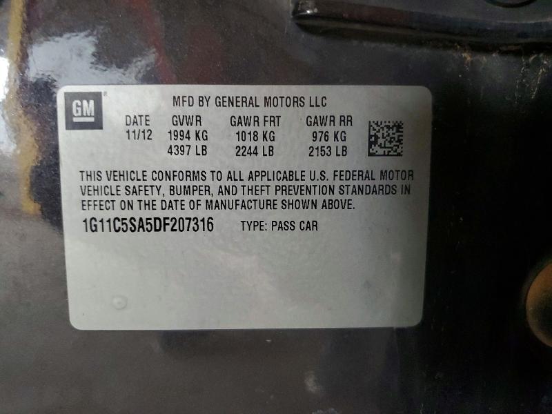 Aukcja sprzedaży 2013 Chevrolet Malibu, vin: 1G11C5SA5DF207316, numer aukcji: 56717606