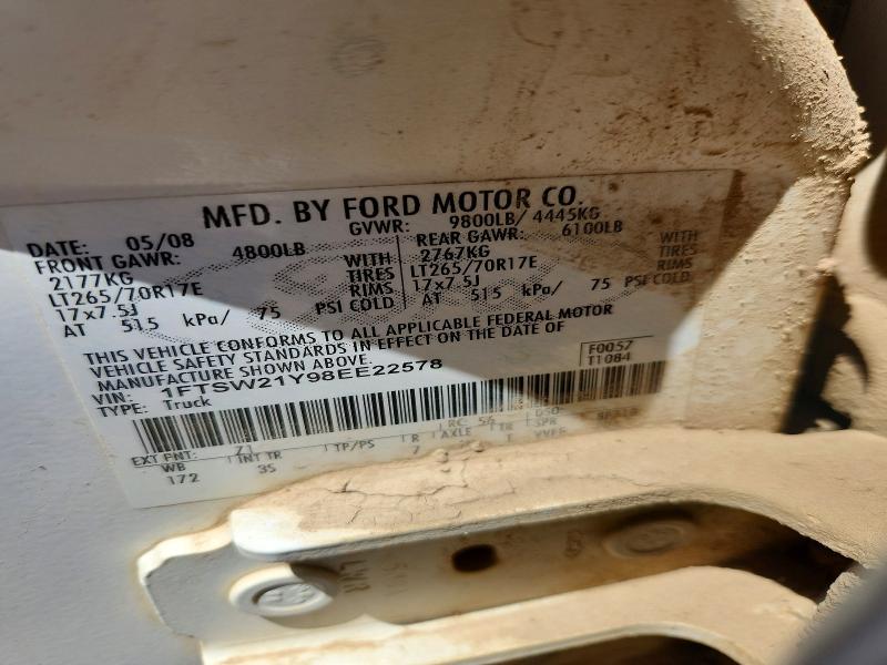 56255836 :رقم المزاد ، 1FTSW21Y98EE22578 vin ، 2008 Ford F250 مزاد بيع