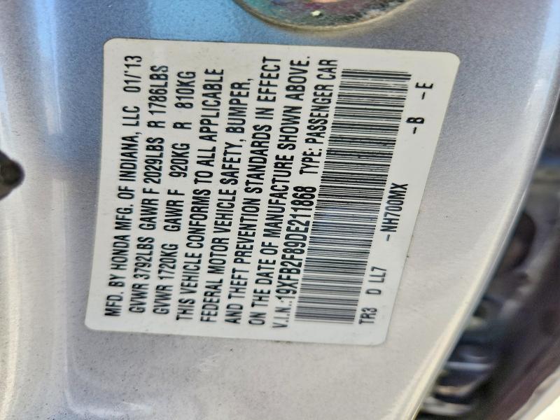 Aukcja sprzedaży 2013 Honda Civic, vin: 19XFB2F89DE211868, numer aukcji: 56860626