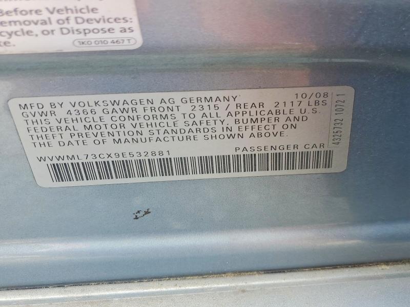 Продажа на аукционе авто 2009 Volkswagen Cc, vin: WVWML73CX9E532881, номер лота: 57391266