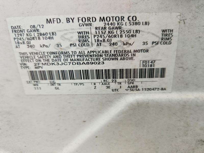 Продаж на аукціоні авто 2013 Ford Edge, vin: 2FMDK3JC7DBA89023, номер лоту: 58809076