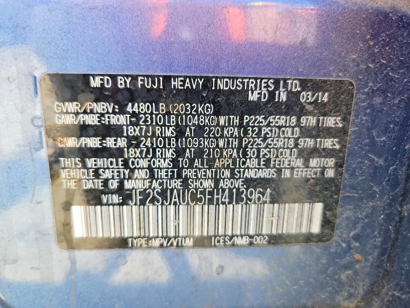 Продажа на аукционе авто 2015 Subaru Forester, vin: JF2SJAUC5FH413964, номер лота: 56117516