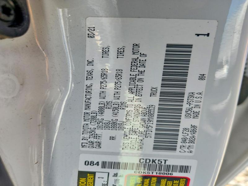 Aukcja sprzedaży 2021 Toyota Tundra, vin: 5TFDY5F19MX005539, numer aukcji: 59013076