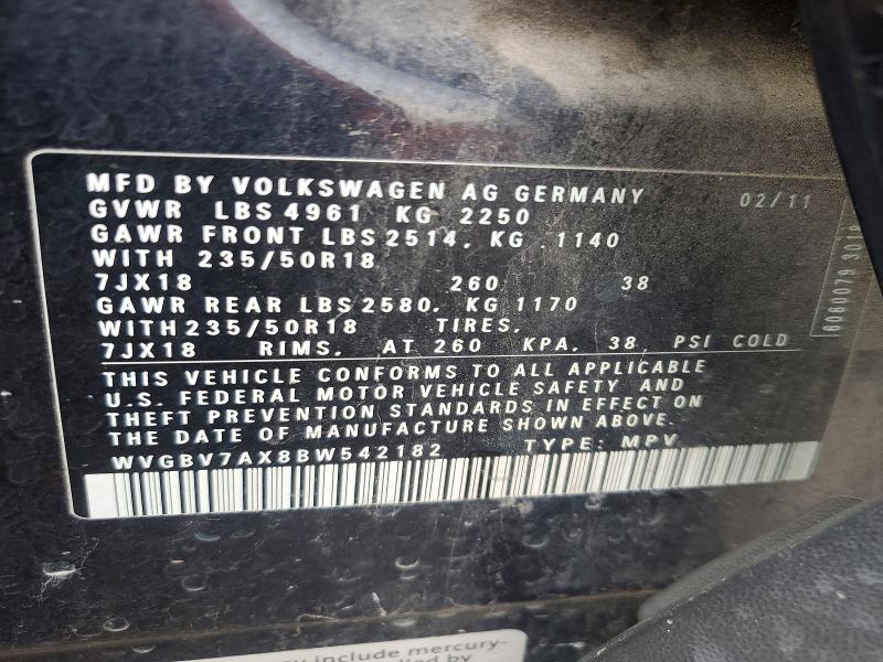 Aukcja sprzedaży 2011 Volkswagen Tiguan, vin: WVGBV7AX8BW542182, numer aukcji: 55940816