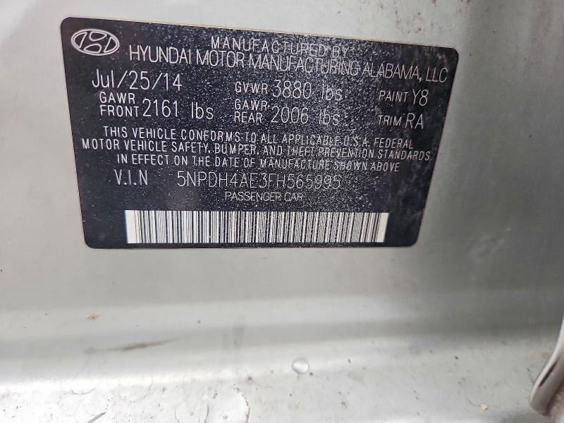 58518456 :رقم المزاد ، 5NPDH4AE3FH565995 vin ، 2015 Hyundai Elantra مزاد بيع