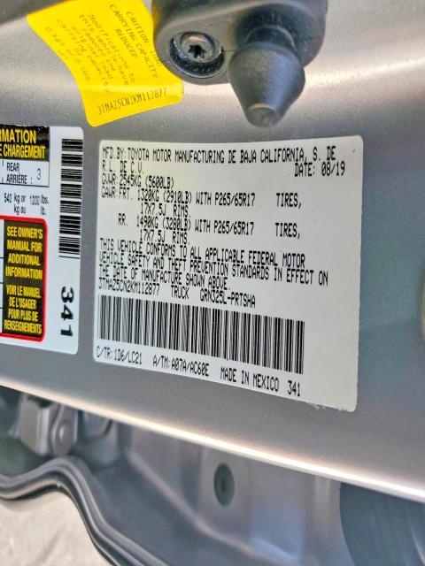 55816716 :رقم المزاد ، 3TMAZ5CN2KM112877 vin ، 2019 Toyota Tacoma مزاد بيع