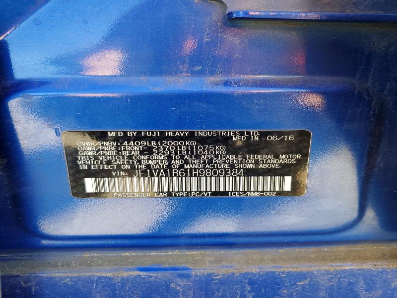 Продажа на аукционе авто 2017 Subaru Wrx, vin: JF1VA1B61H9809384, номер лота: 57022906