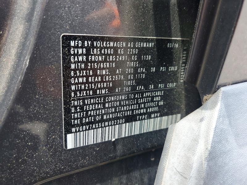 Aukcja sprzedaży 2016 Volkswagen Tiguan, vin: WVGBV7AX5GW602300, numer aukcji: 57846316
