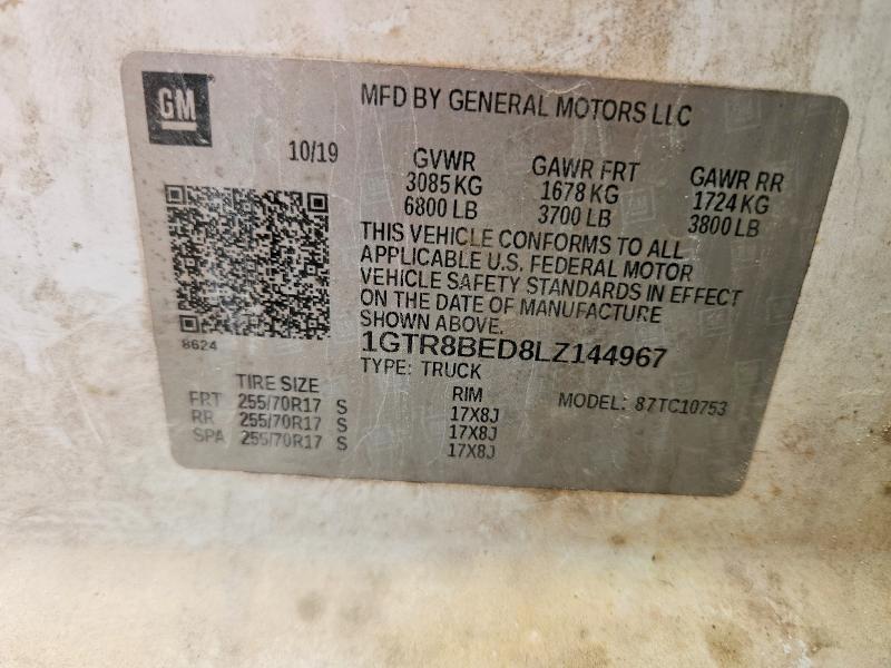 Продаж на аукціоні авто 2020 Gmc Sierra, vin: 1GTR8BED8LZ144967, номер лоту: 54786966