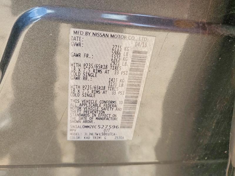 56132666 :رقم المزاد ، 5N1AL0MM2FC527596 vin ، 2015 Infiniti Qx60 مزاد بيع