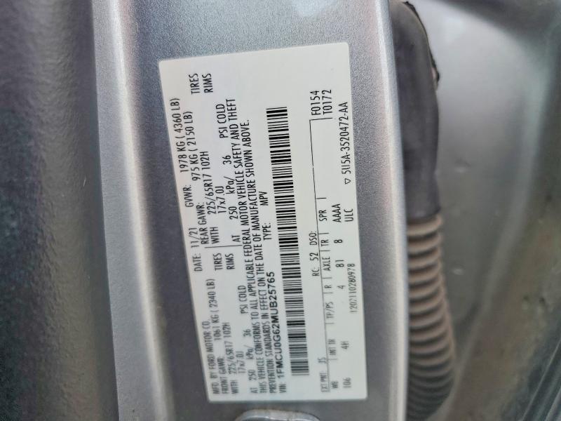 Продажа на аукционе авто 2021 Ford Escape, vin: 1FMCU0G62MUB25765, номер лота: 58706686