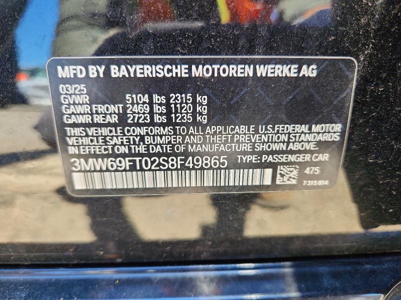 55949186 :رقم المزاد ، 3MW69FT02S8F49865 vin ، 2025 Bmw M340xi مزاد بيع