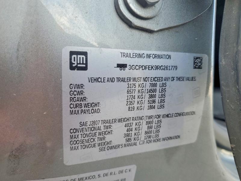Продажа на аукционе авто 2024 Chevrolet Silverado, vin: 3GCPDFEK9RG261779, номер лота: 58996496