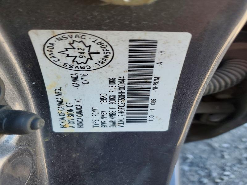56661146 :رقم المزاد ، 2HGFC2F50HH000444 vin ، 2017 Honda Civic مزاد بيع