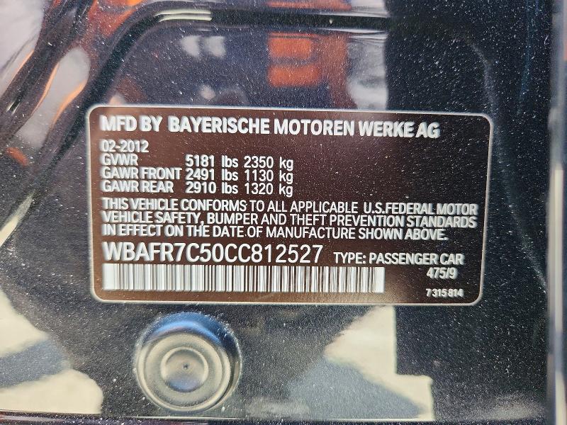Продажа на аукционе авто 2012 Bmw 535, vin: WBAFR7C50CC812527, номер лота: 55625716