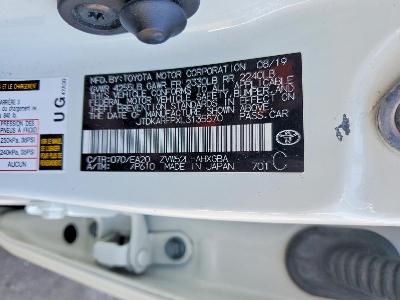 58441066 :رقم المزاد ، JTDKARFPXL3135570 vin ، 2020 Toyota Prius Prime مزاد بيع