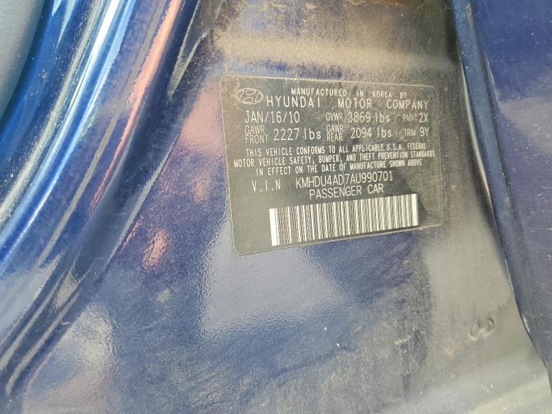 57420756 :رقم المزاد ، KMHDU4AD7AU990701 vin ، 2010 Hyundai Elantra مزاد بيع