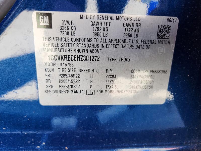 Aukcja sprzedaży 2017 Chevrolet Silverado, vin: 1GCVKREC8HZ381272, numer aukcji: 55592476
