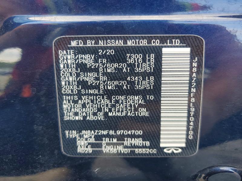 Aukcja sprzedaży 2020 Infiniti Qx80, vin: JN8AZ2NF8L9704700, numer aukcji: 57817416