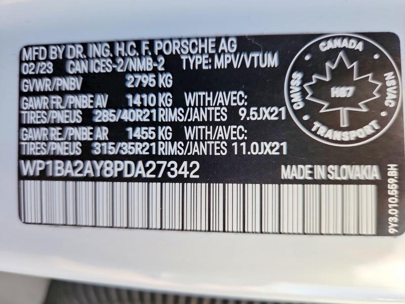 57163416 :رقم المزاد ، WP1BA2AY8PDA27342 vin ، 2023 Porsche Cayenne مزاد بيع