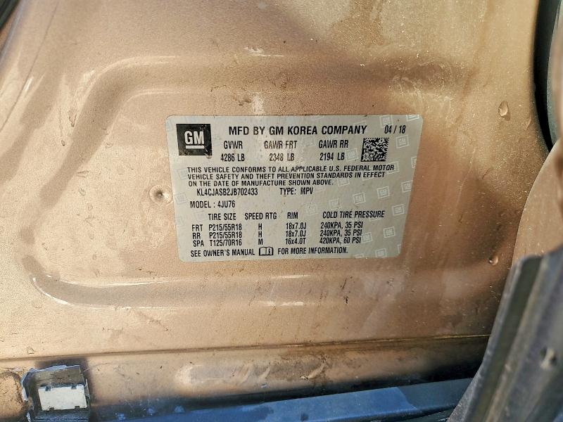 58389996 :رقم المزاد ، KL4CJASB2JB702433 vin ، 2018 Buick Encore مزاد بيع