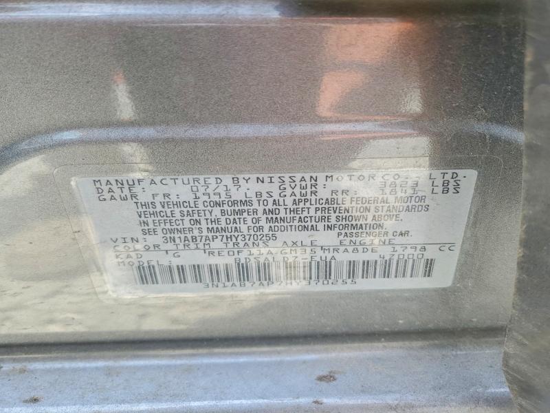 56662406 :رقم المزاد ، 3N1AB7AP7HY370255 vin ، 2017 Nissan Sentra مزاد بيع