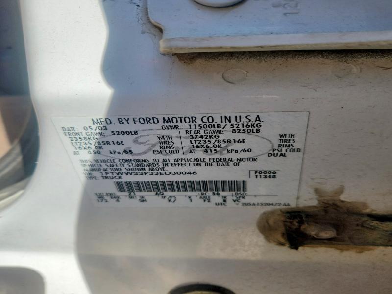 57919546 :رقم المزاد ، 1FTWW33P33ED30046 vin ، 2003 Ford F350 مزاد بيع