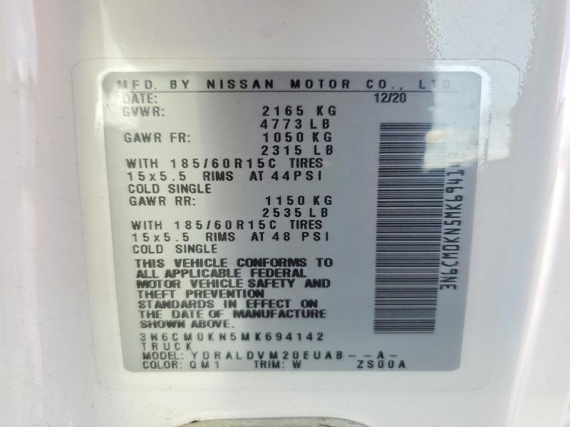 85630135 :رقم المزاد ، 3N6CM0KN5MK694142 vin ، 2021 Nissan Nv200 مزاد بيع