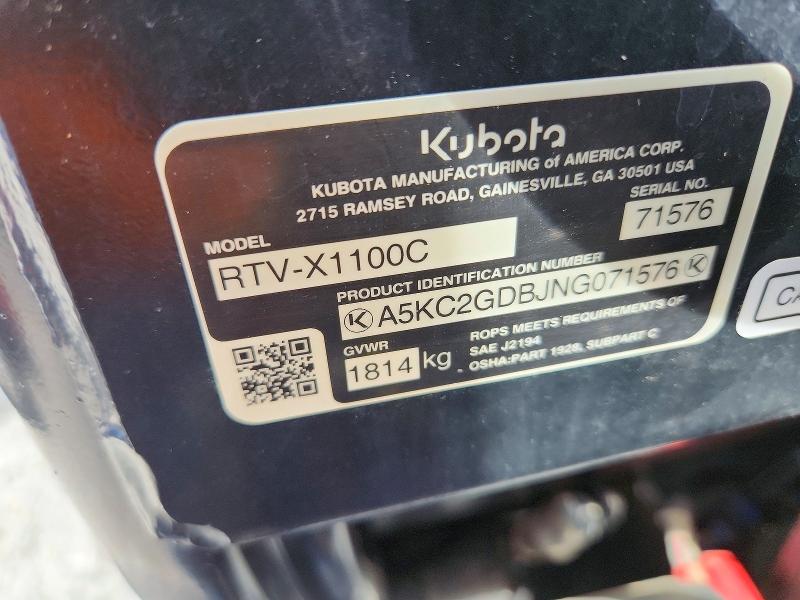 Продажа на аукционе авто 2022 Kubota Rtv-x100c, vin: A5KC2GDBJNG071576, номер лота: 54862506