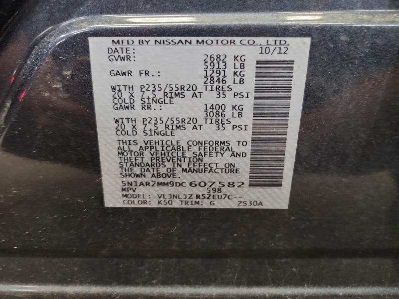 Продаж на аукціоні авто 2013 Nissan Pathfinder, vin: 5N1AR2MM9DC607582, номер лоту: 56298266