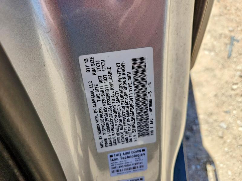 57340846 :رقم المزاد ، 5FNRL5H66FB063411 vin ، 2015 Honda Odyssey مزاد بيع