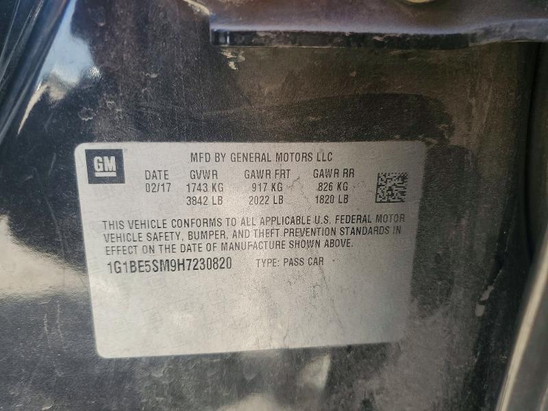 2017 Chevrolet Cruze მანქანა იყიდება აუქციონზე, vin: 1G1BE5SM9H7230820, აუქციონის ნომერი: 57020436