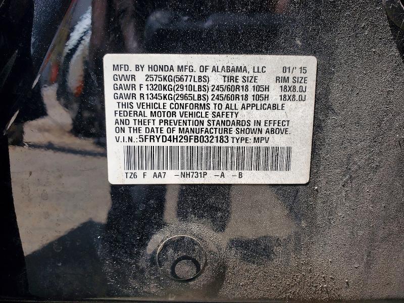 Продажа на аукционе авто 2015 Acura Mdx, vin: 5FRYD4H29FB032183, номер лота: 58330106