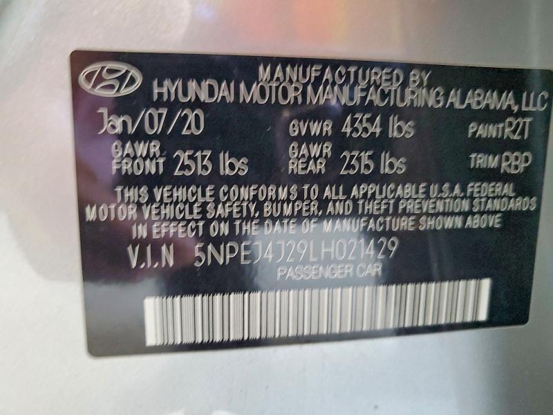 Продажа на аукционе авто 2020 Hyundai Sonata, vin: 5NPEJ4J29LH021429, номер лота: 55339636