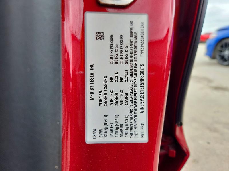 Aukcja sprzedaży 2024 Tesla Model 3, vin: 5YJ3E1ET5RF830219, numer aukcji: 56187886