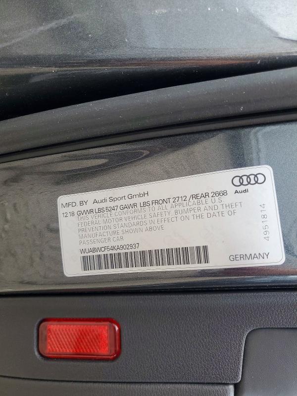 Продажа на аукционе авто 2019 Audi Rs5, vin: WUABWCF54KA902937, номер лота: 57034956