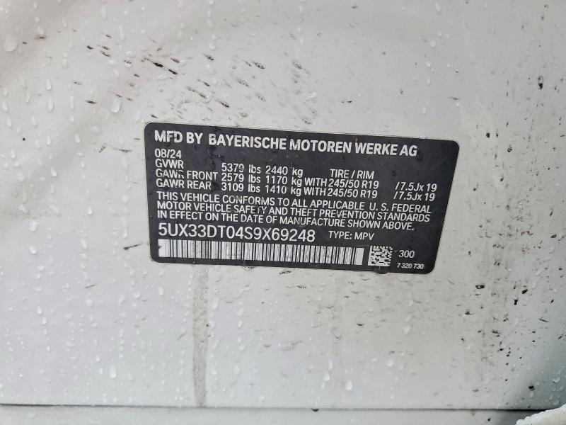 2025 Bmw X4 მანქანა იყიდება აუქციონზე, vin: 5UX33DT04S9X69248, აუქციონის ნომერი: 57840596