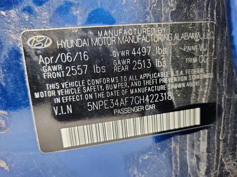 Продажа на аукционе авто 2016 Hyundai Sonata, vin: 5NPE34AF7GH422318, номер лота: 55704776