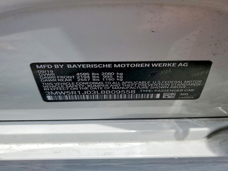 Продажа на аукционе авто 2020 Bmw 330i, vin: 3MW5R1J03L8B09558, номер лота: 58130666