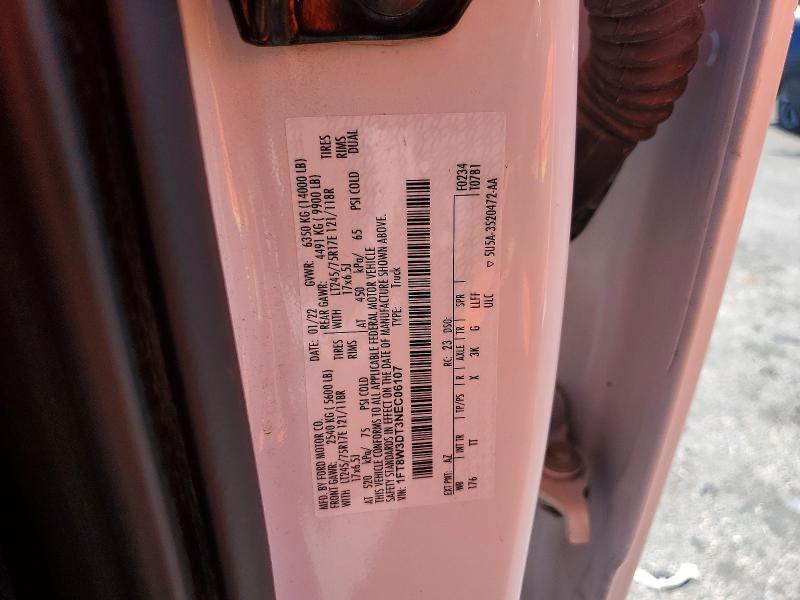 2022 Ford F350 მანქანა იყიდება აუქციონზე, vin: 1FT8W3DT3NEC06107, აუქციონის ნომერი: 58445886