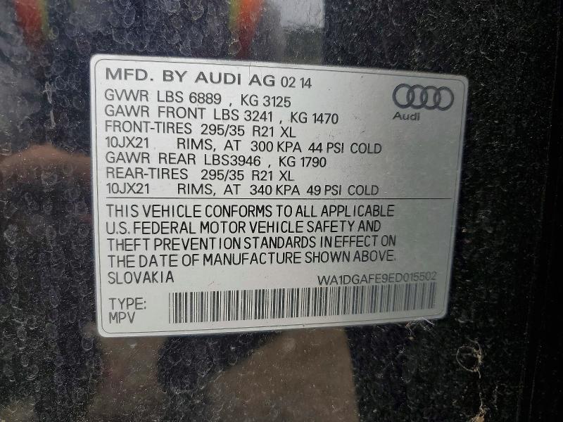 Aukcja sprzedaży 2014 Audi Q7, vin: WA1DGAFE9ED015502, numer aukcji: 58956946