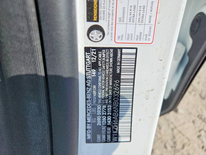 57748496 :رقم المزاد ، W1KZH6AB6NB032696 vin ، 2022 Mercedes-benz E مزاد بيع