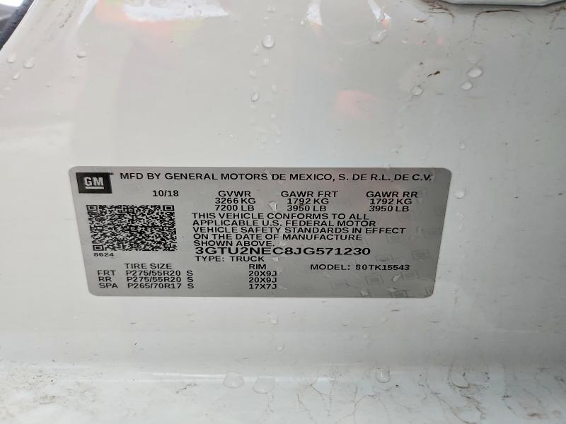 Aukcja sprzedaży 2018 Gmc Sierra, vin: 3GTU2NEC8JG571230, numer aukcji: 56877486