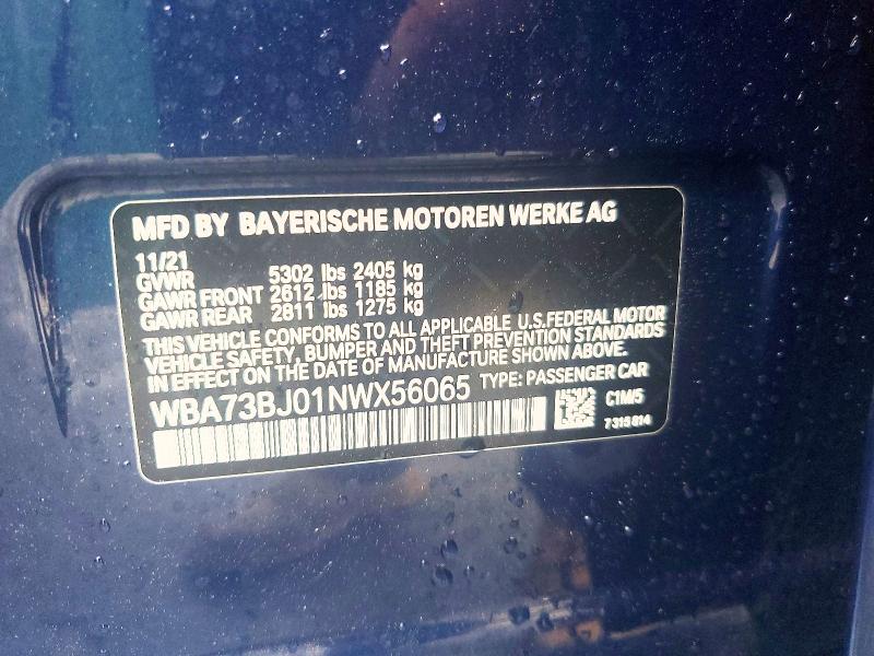Продаж на аукціоні авто 2022 Bmw 540, vin: WBA73BJ01NWX56065, номер лоту: 57514086